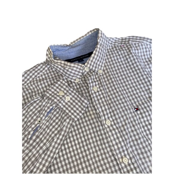 Tommy Hilfiger XL Men’s Classic Fit Casual Long Sleeve Beige Checkered Shirt - Picture 1 of 6